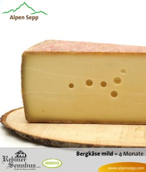 Bergkäse mild aus Heumilch | 4 Monate gereift im Käsekeller | mild aromatisch + leicht würzig