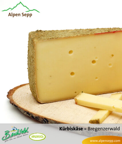 Premium Kürbiskäse | direkt aus´m Käsekeller 1 Würziger Kürbiskäse - Spezial Schnittkäse