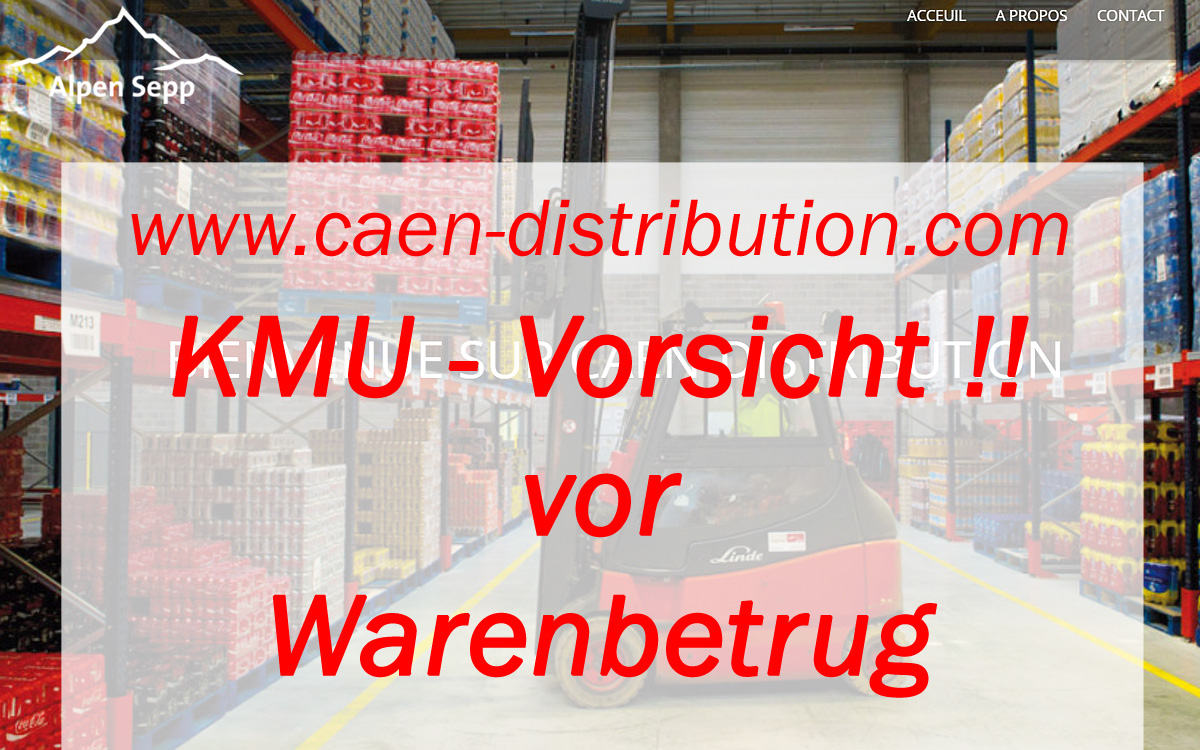 Caen Distribution Vorsicht Warenbetrugsseite