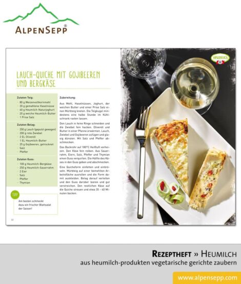 Rezeptheft. Aus Heumilch Produkten vegetarische Gerichte zaubern