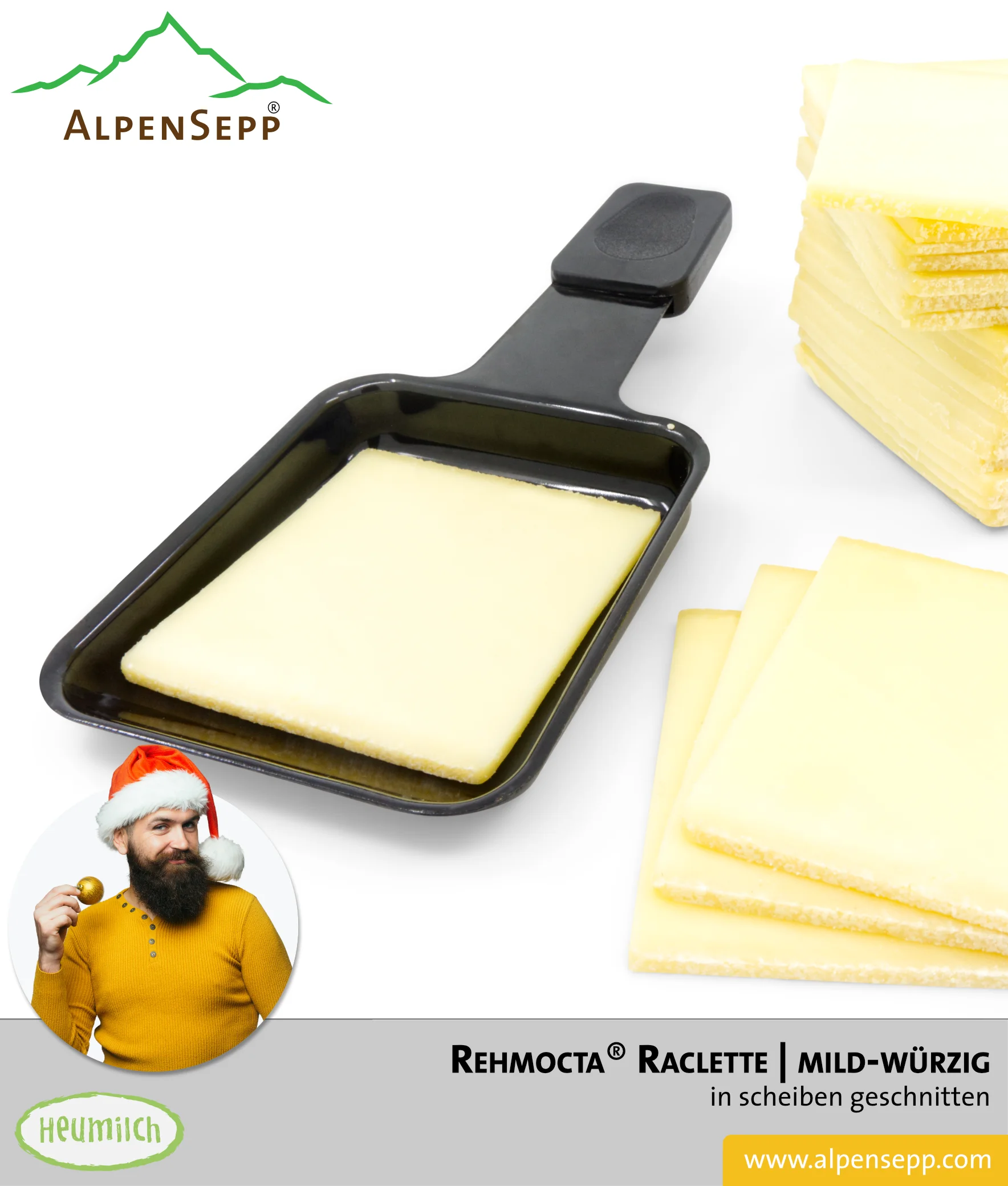 REHMOCTA® Raclette Käse mild-würzig | 20+ Scheiben für Grill und heißen Stein | dünn geschnitten | 500 g