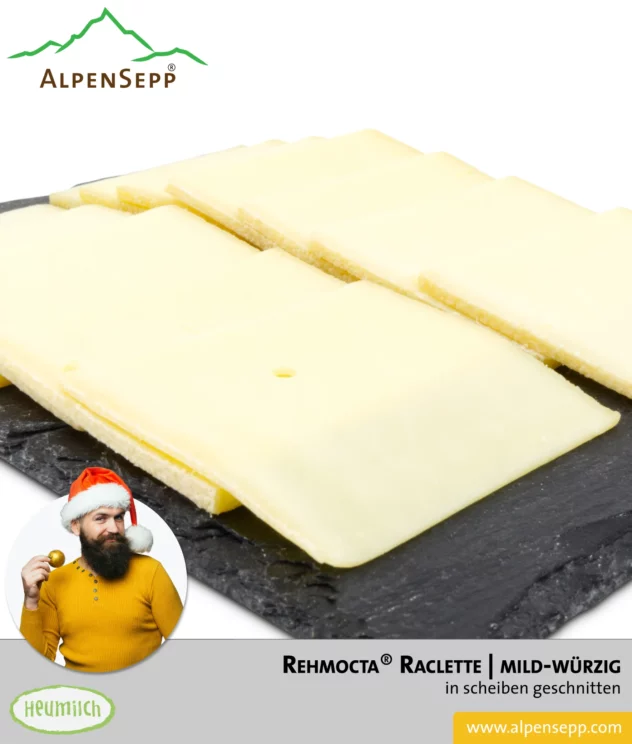 REHMOCTA® Raclette Käse mild-würzig | 20+ Scheiben für Grill und heißen Stein | dünn geschnitten | 500 g