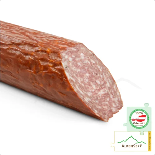 BERGSALAMI | Milde Salami aus Rindfleisch und Schweinefleisch | PREMIUM Wurst aus der Alpenregion | 1 Stange 10 BERGSALAMI | Milde Salami Wurst aus Rindfleisch und Schweinefleisch | Rohwurst Wurstsorte