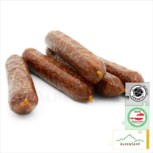 BIO JUNIORBEISSER Rinder Wurst | PREMIUM Rohwurst zu 100% aus Rindfleisch gefertigt | 5 Stück 2 BIO JUNIORBEISSER Rinder Wurst | Rohwurst zu 100% aus Rindfleisch gefertigt - ohne Schweinefleisch