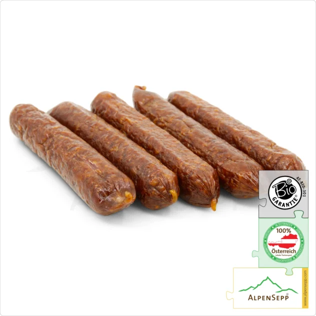 BIO JUNIORBEISSER Rinder Wurst | Rohwurst zu 100% aus Rindfleisch gefertigt - ohne Schweinefleisch