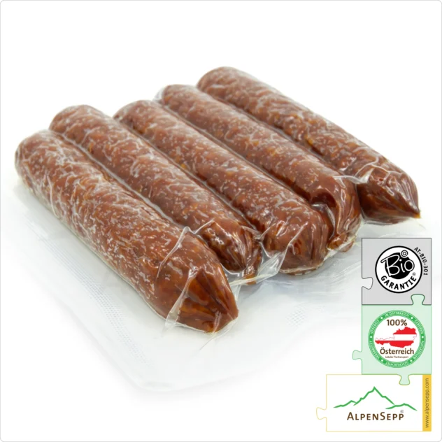 BIO JUNIORBEISSER Rinder Wurst | Rohwurst zu 100% aus Rindfleisch gefertigt - ohne Schweinefleisch