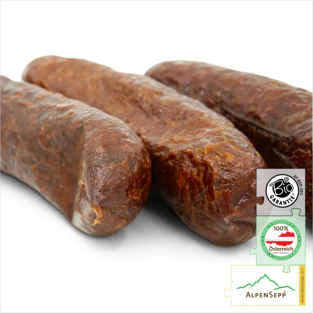 BIO RINDER KAMINWURZEN | Kaminwurz vom Rind | Rohwurst zu 100% aus Rindfleisch gefertigt