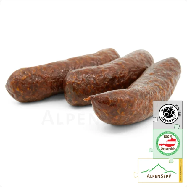 BIO RINDER KAMINWURZEN | Kaminwurz vom Rind | Rohwurst zu 100% aus Rindfleisch gefertigt