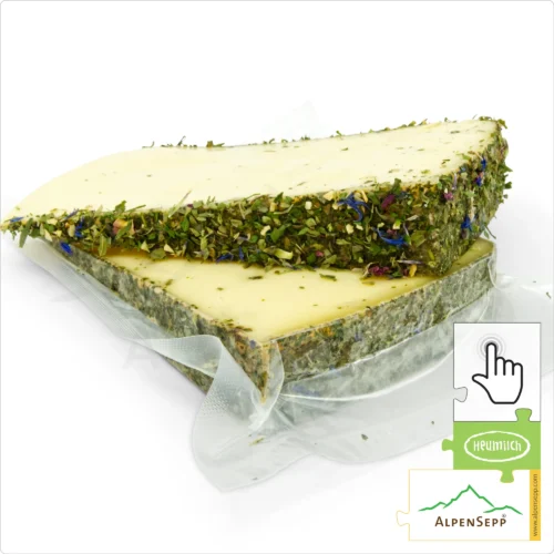 BLUMENKÄSE "BLÜMLEKÄS", 200 Gramm Käse aus Kuhmilch - laktosefrei | direkt aus dem Käsekeller | zart schmelzend mit mild-harmonischem Charakter | 1-Klick Sofortkauf 17 Blumenkäse Sofortkauf | laktosefreier Heumilch Käse mit Tee Blütenmischung affiniert