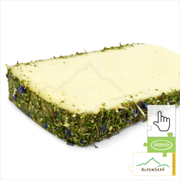 BLUMENKÄSE "BLÜMLEKÄS", 200 Gramm Käse aus Kuhmilch - laktosefrei | direkt aus dem Käsekeller | zart schmelzend mit mild-harmonischem Charakter | 1-Klick Sofortkauf 14 Blumenkäse Sofortkauf | laktosefreier Heumilch Käse mit Tee Blütenmischung affiniert