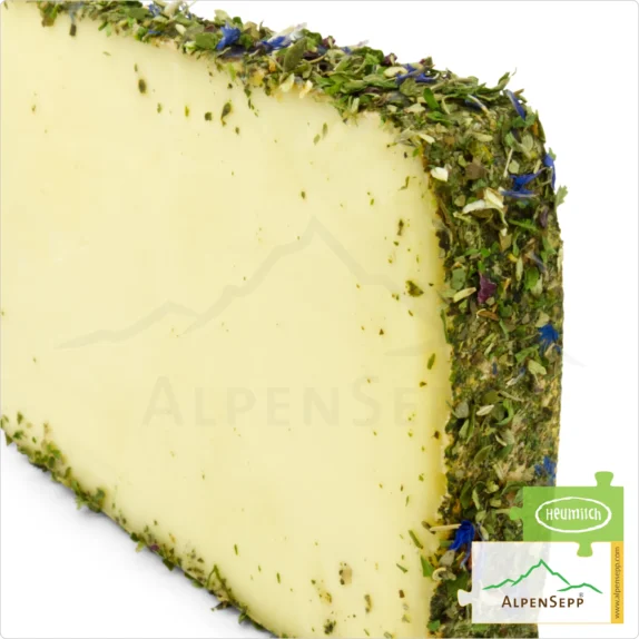 BLUMENKÄSE "Blümlekäse" | 100% mild-harmonische Genuss Garantie mit einmaligem Blüten Charakter | Laktosefreier DELUXE Heumilch Käse direkt aus dem Käsekeller 15 Blumenkäse | laktosefreier Heumilch Schnittkäse mit Tee Blütenmischung