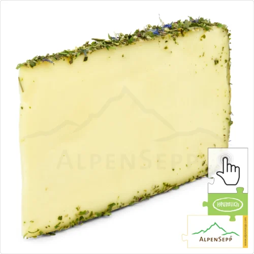 BLUMENKÄSE "BLÜMLEKÄS", 200 Gramm Käse aus Kuhmilch - laktosefrei | direkt aus dem Käsekeller | zart schmelzend mit mild-harmonischem Charakter | 1-Klick Sofortkauf 12 Blümlekäse Sofortkauf | laktosefreier Heumilch Käse mit Tee Blütenmischung affiniert