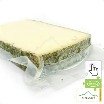 BLUMENKÄSE "BLÜMLEKÄS", 200 Gramm Käse aus Kuhmilch - laktosefrei | direkt aus dem Käsekeller | zart schmelzend mit mild-harmonischem Charakter | 1-Klick Sofortkauf 16 Blumenkäse Sofortkauf | laktosefreier Käse mit Tee Blütenmischung affiniert