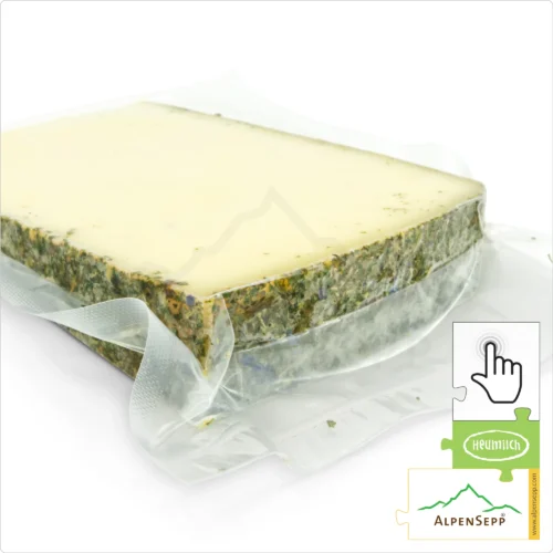 BLUMENKÄSE "BLÜMLEKÄS", 200 Gramm Käse aus Kuhmilch - laktosefrei | direkt aus dem Käsekeller | zart schmelzend mit mild-harmonischem Charakter | 1-Klick Sofortkauf 16 Blumenkäse Sofortkauf | laktosefreier Käse mit Tee Blütenmischung affiniert