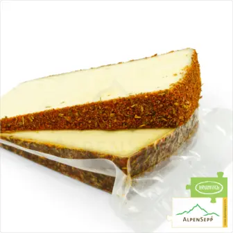 CHILIKÄSE - Würzig & Laktosefrei (Heumilch) | AlpenSepp 13 CHILIKÄSE (Chili Käse, Chilli Käse) | 100% würzig-scharfe Genuss Garantie mit Chili Charakter | Laktosefreier DELUXE Heumilch Käse direkt aus dem Käsekeller