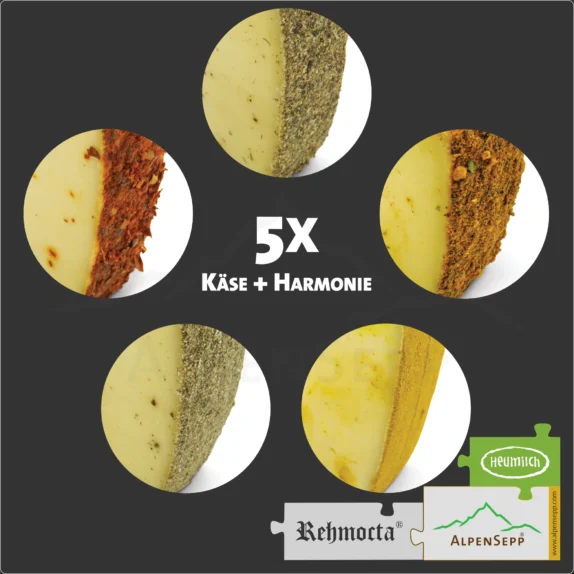 CRAZY CHEESE Käsebox mit 5x REHMOCTA® Käse Sorten | Ehni, Ähle, Dätta, Peppino + der Bärige | 1 kg laktosefreier Käse 7 CRAZY CHEESE Käsebox mit 5x REHMOCTA® Käse Sorten | Ehni, Ähle, Dätta, Peppino & der Bärige | 1 kg laktosefreier Käse