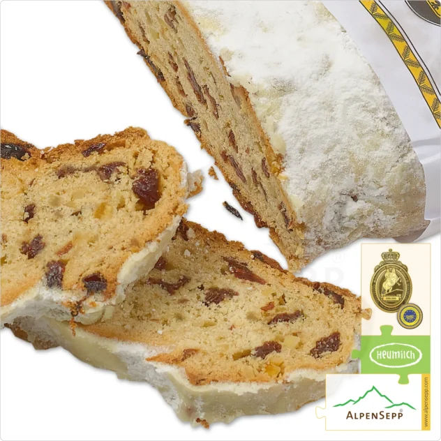 DRESDNER CHRISTSTOLLEN® | Original aus Dresden mit Zutaten vom AlpenSepp | 1,5 kg Stollen mit echter Sennereibutter und Butterschmalz aus Heumilch® | Exklusiv auf Vorbestellung