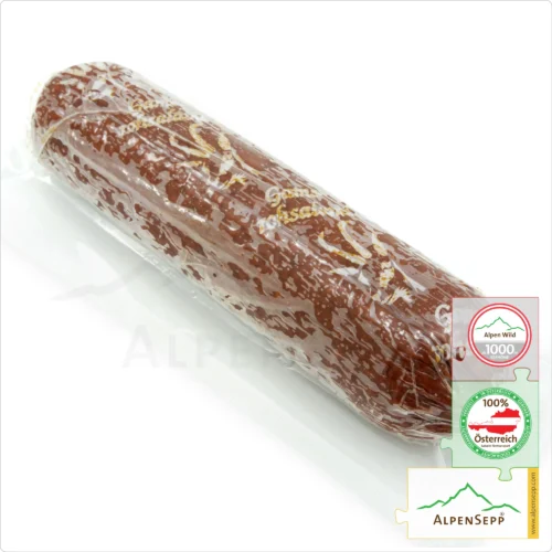 GAMSSALAMI - Salami Wildwurst von der Gams | PREMIUM Wurst vom heimischen Gamswild | 1 Stange 9 GAMSSALAMI | Salami Wildwurst von der Gams | Wurst vom heimischen Gamswild