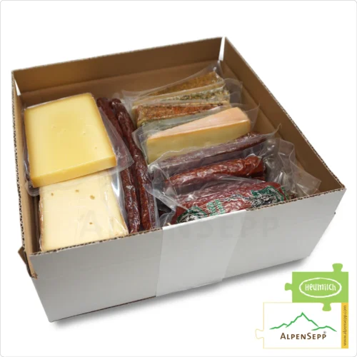 GEMISCHTE GESCHENKBOX » ALPENSEPP® « | Genussbox mit Käse + Wurst | 3,3 kg vielfältiger Genuss am Gaumen aus den Alpen 1 GESCHENKKORB | GESCHENKBOX 'AlpenSepp' mit Käse + Wurst | 3,3 kg vielfältiger Genuss am Gaumen aus den Alpen