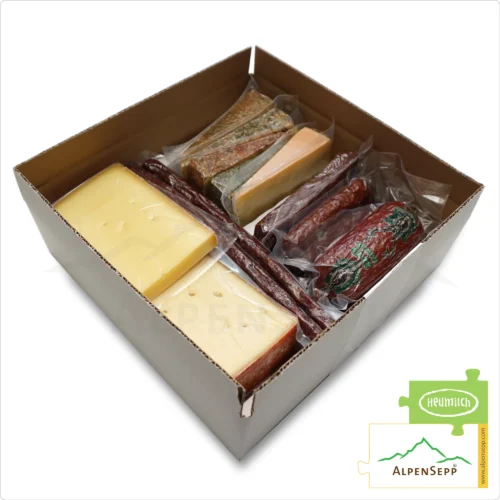 GEMISCHTE GESCHENKBOX » ALPENSEPP® « | Genussbox mit Käse + Wurst | 3,3 kg vielfältiger Genuss am Gaumen aus den Alpen 8 GESCHENKKORB | GESCHENKBOX 'AlpenSepp' mit Käse + Wurst | 3,3 kg vielfältiger Genuss am Gaumen aus den Alpen