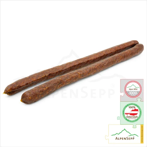 HIRSCHBEISSER | Rohwurst vom Wild | PREMIUM Wurst vom heimischen Rotwild | 1 Paar 2 HIRSCHBEISSER | Rohwurst vom Wild | PREMIUM Wurst vom heimischen Rotwild