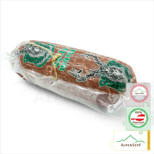 HIRSCHWURST | Heißgeräucherte Wildwurst | PREMIUM Wurst vom heimischen Rotwild | 1 Stange 8 HIRSCHWURST | Heißgeräucherte Wildwurst | Wurst vom heimischen Rotwild