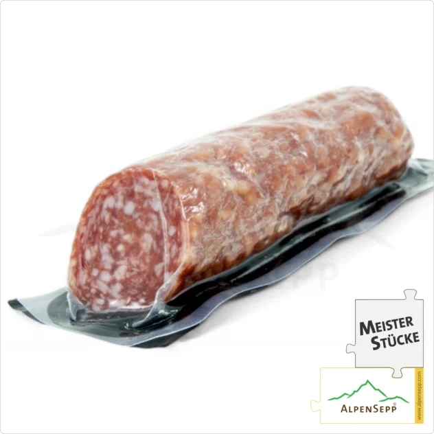 KNOBLAUCHSALAMI | Delikat-aromatische Salami aus Schweinefleisch | PREMIUM Wurstsorte mit Knoblauch Note | 1 Stange