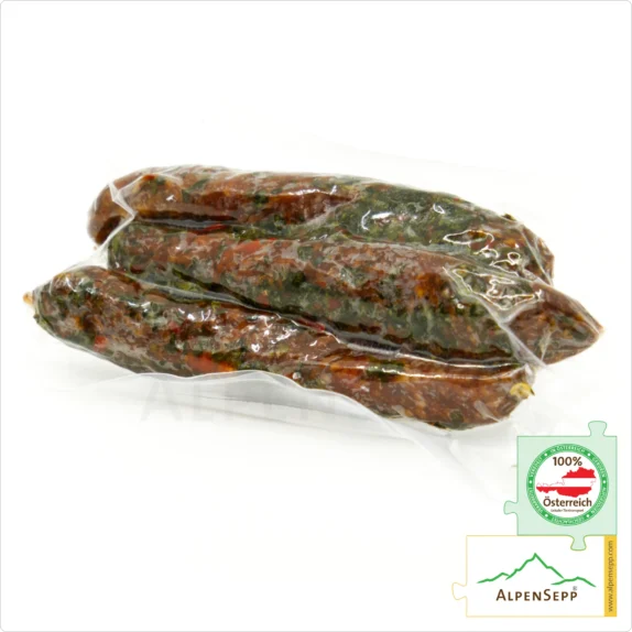 KRÄUTERLE Wurst mit eleganter Kräutermischung | geräucherte PREMIUM Rohwurst | 3 Stück 8 KRÄUTERLE Wurst mit eleganter Kräutermischung | geräucherte PREMIUM Rohwurst