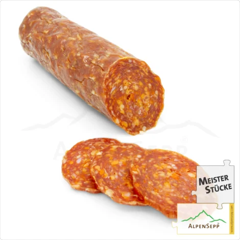 PEPERONCINO SALAMI | Chili Salami aus Schweinefleisch | Scharfe-aromatische PREMIUM Wurstsorte | 1 Stange