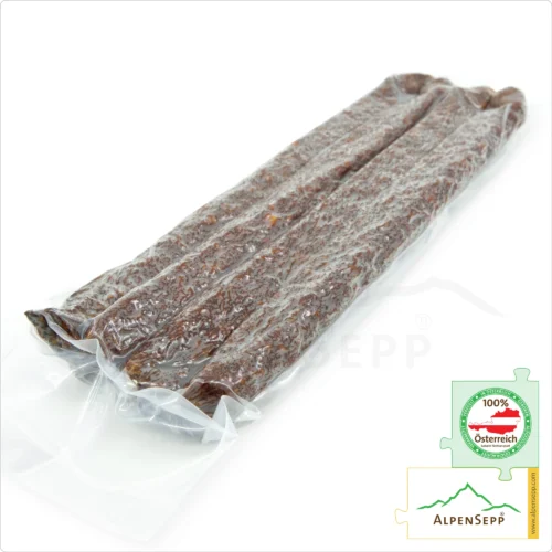 PFEFFERBEISSER geräucherte, mild-scharfe Rohwurst | PREMIUM Wurst | 2 Paar 8 PFEFFERBEISSER geräucherte Wurst, mild-scharfe Rohwurst | 2 Paar