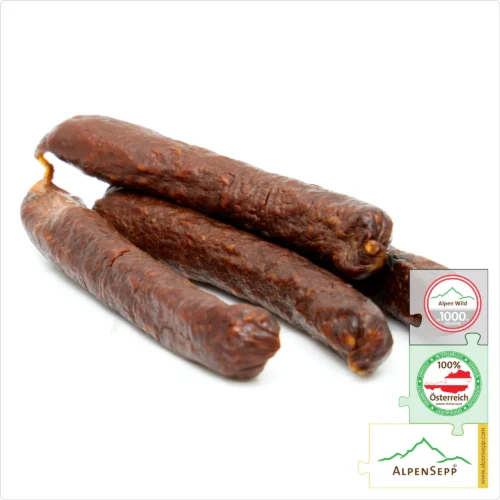 REHBEISSERLE | geräucherte Rohwurst vom Reh | PREMIUM Wurst vom heimischen Rehwild | 4 Stück 1 REHBEISSERLE | geräucherte Rohwurst vom Reh | Wurst vom heimischen Rehwild