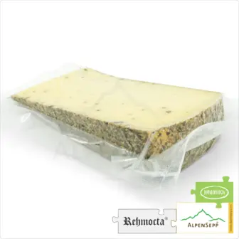 Schnittkäse » Der Bärige « | laktosefrei (Heumilch) - mit Bärwurz affiniert 13 Käse REHMOCTA » Der Bärige « | Affinierte laktosefreie Schnittkäse Käsesorte mit Bärwurz