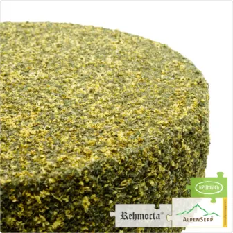 REHMOCTA® » Diedo « Käselaib | Laktosefreier Heumilch Käse | 8,1 kg Käserad 9 KÄSELAIB REHMOCTA »Diedo« | Affinierte laktosefreie Schnittkäse Käsesorte mit Gewürzmischung aus Apfel, Minze + Holunderblüte
