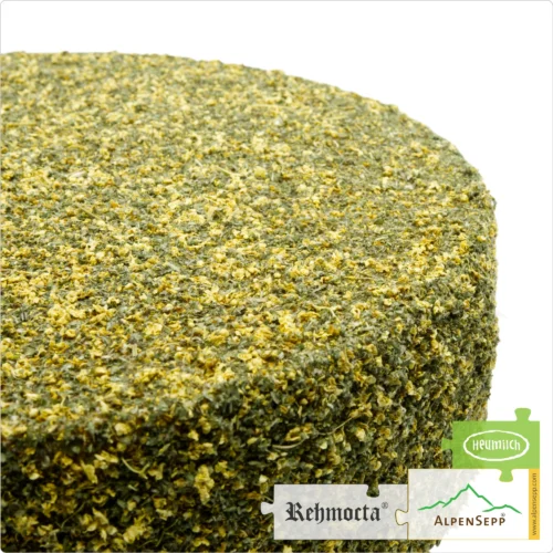 REHMOCTA® » Diedo « Käselaib | Laktosefreier Heumilch Käse | 8,1 kg Käserad 9 KÄSELAIB REHMOCTA »Diedo« | Affinierte laktosefreie Schnittkäse Käsesorte mit Gewürzmischung aus Apfel, Minze + Holunderblüte