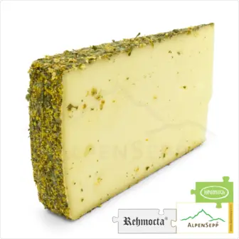 KÄSE REHMOCTA® » Diedo « | Affinierte, laktosefreie Käsesorte direkt aus dem Käsekeller | zart schmelzend mit Apfel, Minze + Holunderblüte Charakter 10 KÄSE REHMOCTA »Diedo« | Affinierte laktosefreie Schnittkäse Käsesorte mit Gewürzmischung aus Apfel, Minze + Holunderblüte