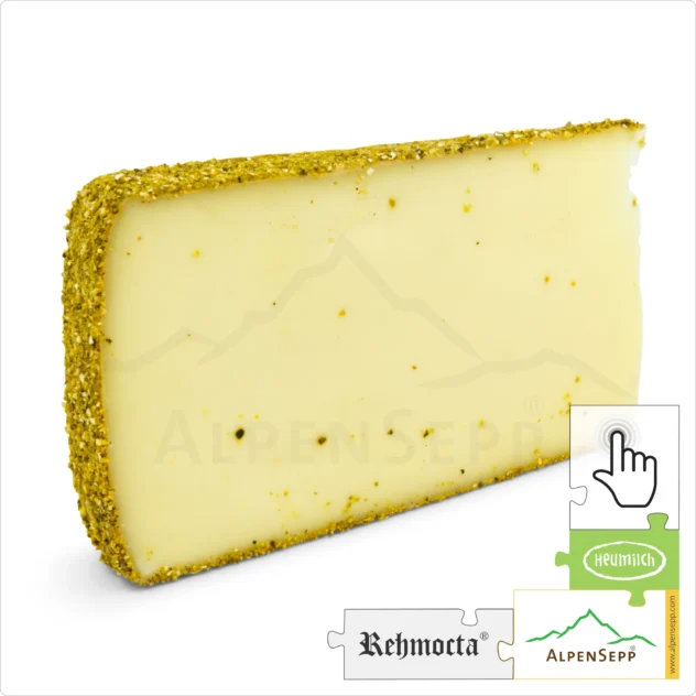 KÄSE REHMOCTA® MERBOTH, 200 Gramm aus Heumilch | laktosefreie, affinierte Käsesorte direkt aus dem Käsekeller | zart schmelzend mit Orangenpfeffer Charakter | 1-Klick Sofortkauf