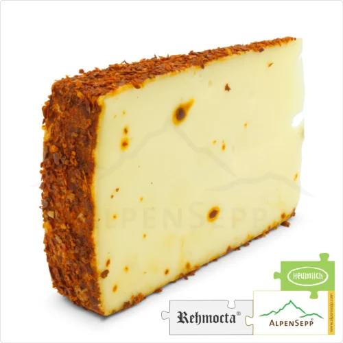 KÄSE REHMOCTA® » Peppino « | Laktosefreie Heumilch Käsesorte mit STAY SPICED! Gewürzmischung und feinem Chili affiniert | 100% Großartige Genuss Garantie 10 KÄSE REHMOCTA » Peppino « | Käsesorte mit Chili vom Gewürzprofi Stay Spiced!| Schnittkäse