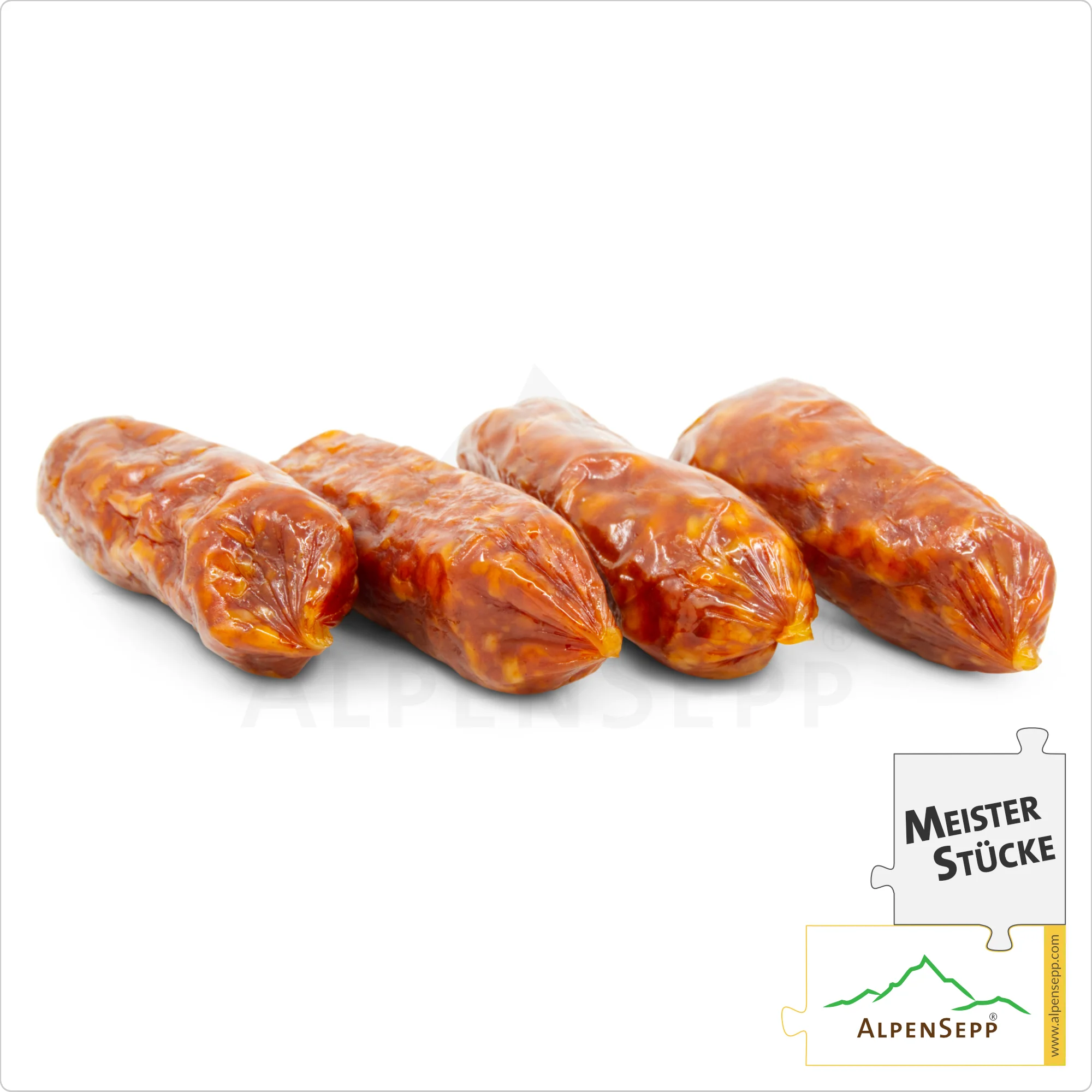 SALAMI BEISSERLE HOT | Scharfe Snack Wurst mit Chili aus Schweinefleisch | Pikante PREMIUM Wurstsorte | 4 Stück