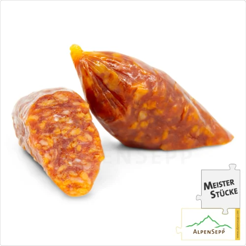 SALAMI BEISSERLE HOT | Scharfe Snack Wurst mit Chili aus Schweinefleisch | Pikante PREMIUM Wurstsorte | 4 Stück 7 SALAMI BEISSERLE HOT | Scharfe Snack Wurst mit Chili aus Schweinefleisch | Pikante PREMIUM Wurstsorte | 4 Stück