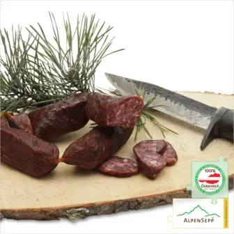 WILDSCHWEINBEISSERLE | Rohwurst vom Wild | PREMIUM Wurst vom heimischen Schwarzwild | 2 Paar 8 WILDSCHWEINBEISSERLE | geräucherte Rohwurst vom Schwarzwild | Wurst vom Wild