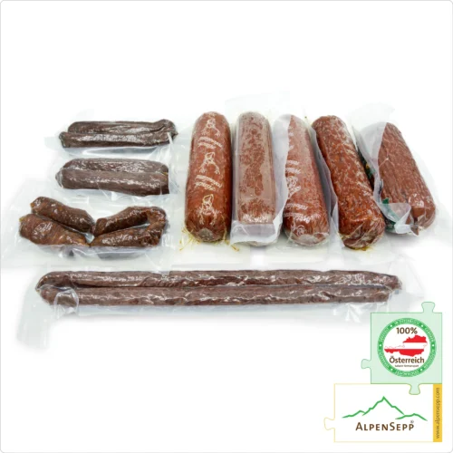 HUBERTUS WILDWURST BOX | Beste Wurst Vielfalt vom Alpenwild in einer Box | 9 Sorten 7 HUBERTUS WILDWURST Wurstbox | Beste Wurst Vielfalt vom Alpenwild in einer Box | 9 Sorten