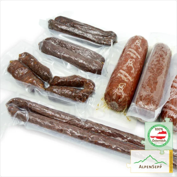 HUBERTUS WILDWURST BOX | Beste Wurst Vielfalt vom Alpenwild in einer Box | 9 Sorten 5 HUBERTUS WILDWURST Wurstbox | Beste Wurst Vielfalt vom Alpenwild in einer Box | 9 Sorten