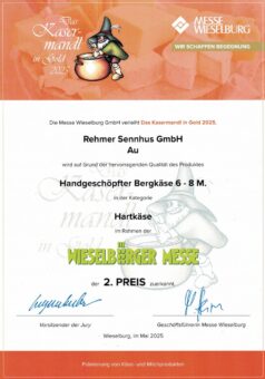 Wieselburger Messe | 2. Preis Bergkäse 6-8 Monate