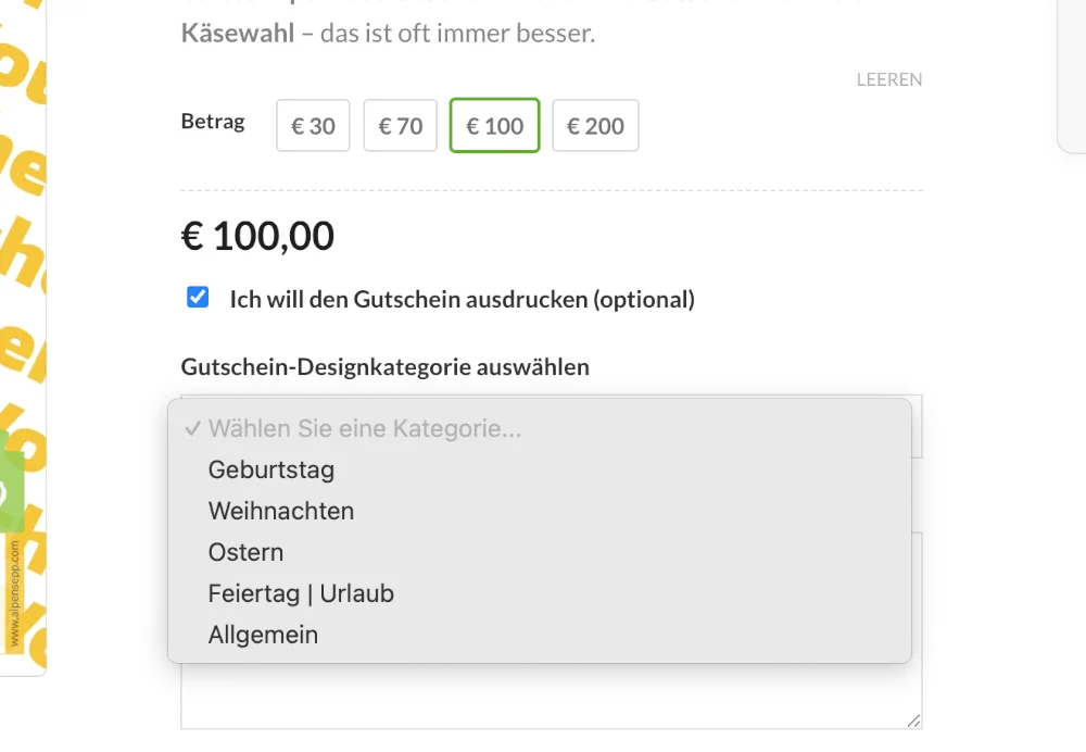 Gutschein ausdrucken