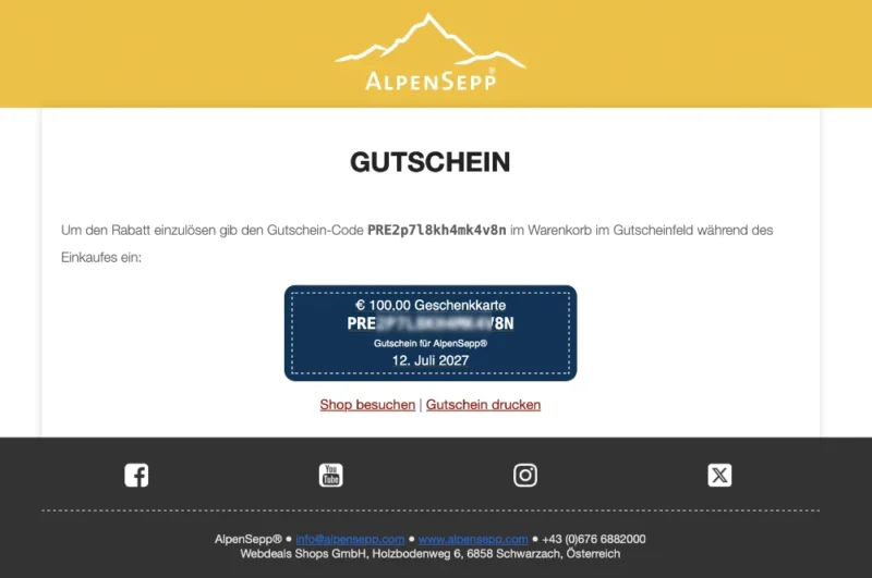 E-Mail mit Gutschein