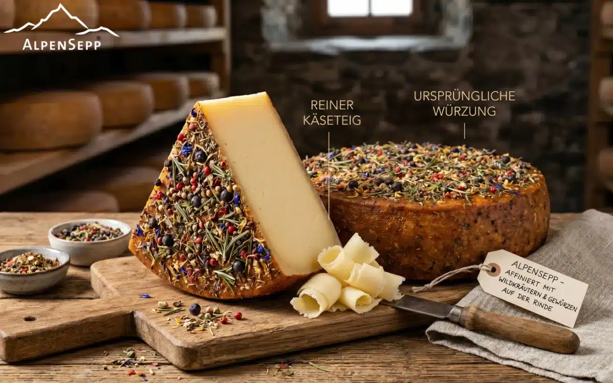 Käsereinheit, Reifung und exzellentes Handwerk: Warum wir Gewürze nur auf die Rinde legen | Kundenfrage 1 Käse Affinieren bei AlpenSepp | nur die Rinde wird mit Gewürzen veredelt - der Käseteig bleibt rein