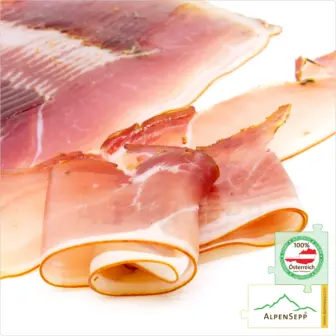 Schinkenspeck geschnitten | leicht geräuchert und luftgetrocknet | 100 % aus Österreich – 200 Gramm