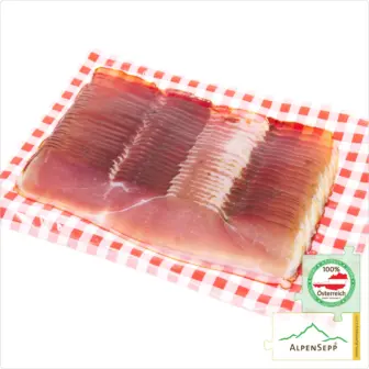 Schinkenspeck geschnitten | leicht geräuchert und luftgetrocknet | 100 % aus Österreich – 200 Gramm