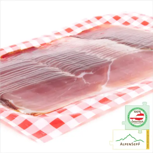 Schinkenspeck geschnitten | leicht geräuchert und luftgetrocknet | 100 % aus Österreich – 200 Gramm